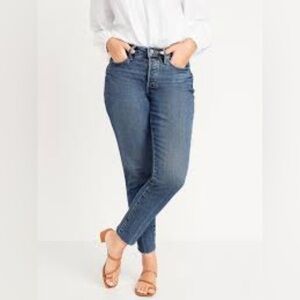 Old Navy O.G. Straight high-rise raw hem margarita cropped jeans size 14
